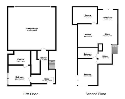 Floor plan for 2 beds, 2 baths, 1414 sqft